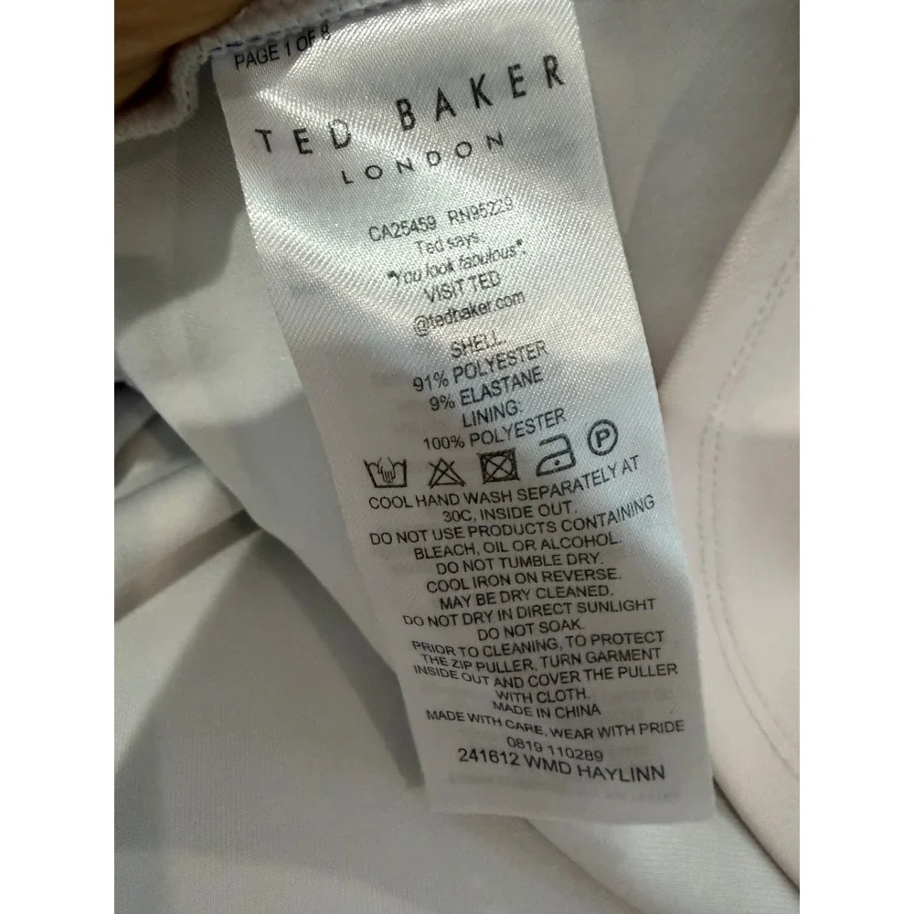 Ted Baker London Floral Skater Dress White haylinn woodland Kentucky derby M L 4 - Picture 9 of 10